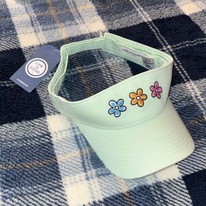 Life Is Good Light Green Kids Visor with Colorful Flowers